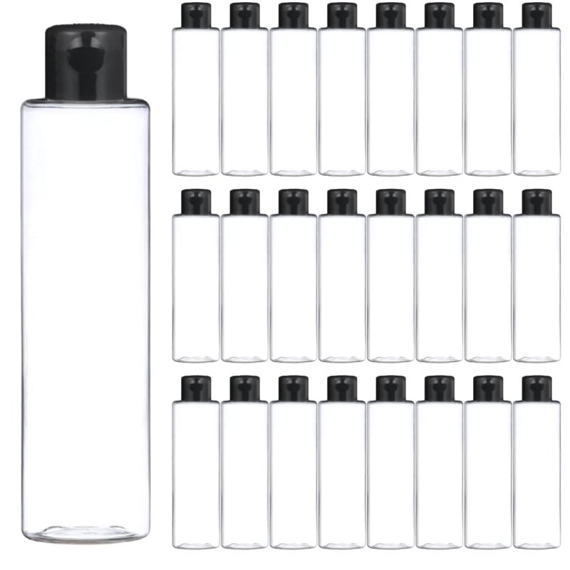 Thinqkart Select 200ml Empty Clear Round Bottle with Black Flip Top Cap,Multipurpose Reusable Container for Hair Oils, Shampoo, Conditioner, Lotion, Medicated Oil and Sanitizer (PACK OF 25) - Image 1