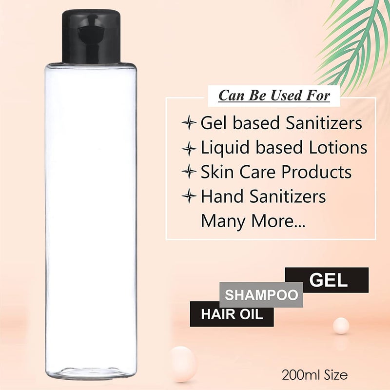 Thinqkart Select 200ml Empty Clear Round Bottle with Black Flip Top Cap,Multipurpose Reusable Container for Hair Oils, Shampoo, Conditioner, Lotion, Medicated Oil and Sanitizer (PACK OF 25) - Image 2
