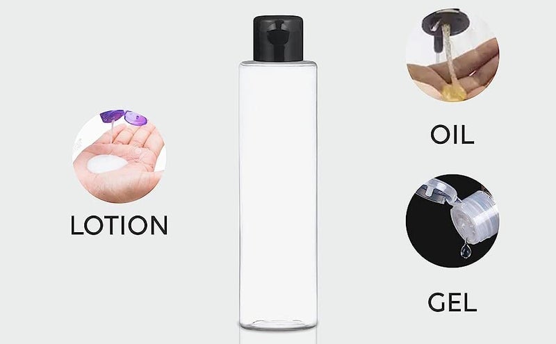 Thinqkart Select 200ml Empty Clear Round Bottle with Black Flip Top Cap,Multipurpose Reusable Container for Hair Oils, Shampoo, Conditioner, Lotion, Medicated Oil and Sanitizer (PACK OF 25) - Image 4