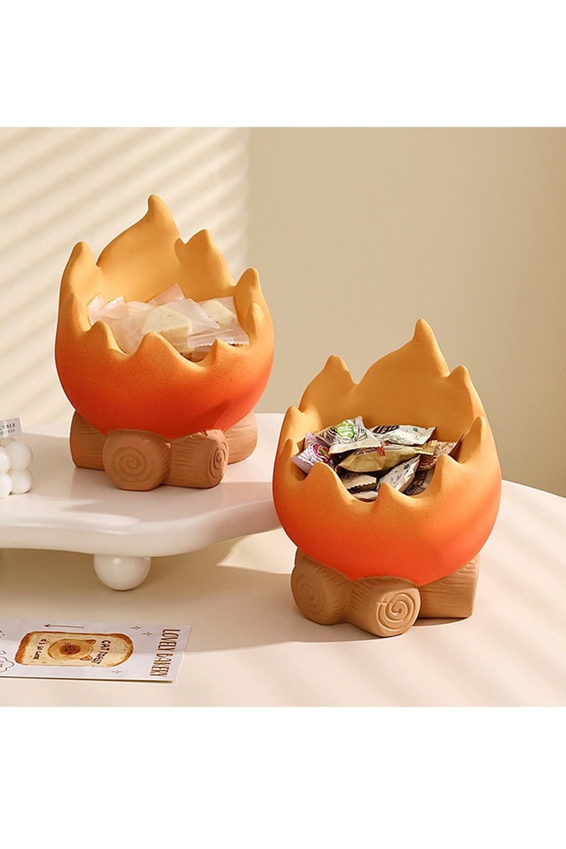 1pcs Flame Shape Ceramics Bedroom Storage Box，Large Capacity Keys Organizer For Entrance，Multifunctional Creative Storage Holder，Desktop Decoration - Image 1