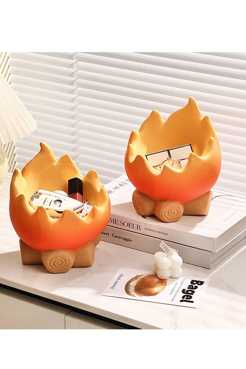 1pcs Flame Shape Ceramics Bedroom Storage Box，Large Capacity Keys Organizer For Entrance，Multifunctional Creative Storage Holder，Desktop Decoration - Image 3