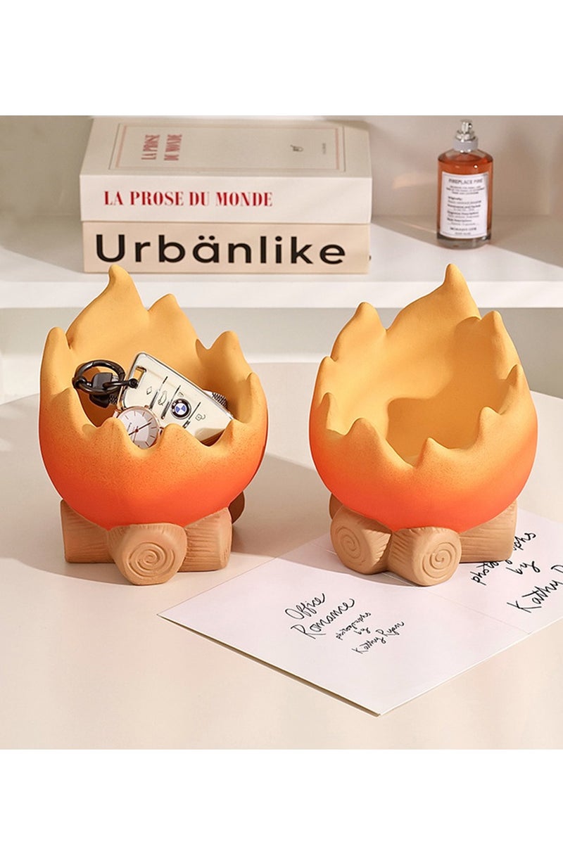 1pcs Flame Shape Ceramics Bedroom Storage Box，Large Capacity Keys Organizer For Entrance，Multifunctional Creative Storage Holder，Desktop Decoration - Image 4