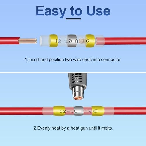 ZIPCCI 180Pcs Solder Seal Wire Connectors - Heat Shrink Butt Connectors Kit, Waterproof Marine Wiring Splice Terminal Gauge, Electrical Crimp, Trailer Wire - Heat Shrink Wire Connectors - Image 5