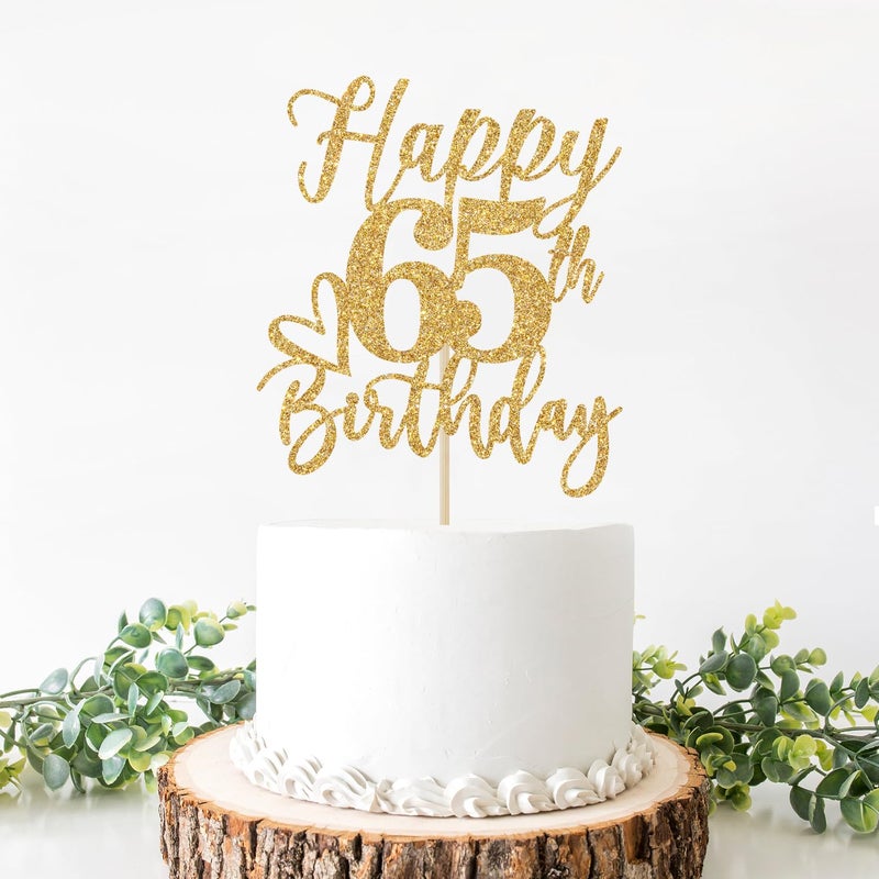 Yotawebery Happy 65th Birthday Cake Topper  65th Birthday Cake Decorations  Cheers to 65 Years  Hello 65  65th Birthday Party Decorations Gold Glitter - Image 4