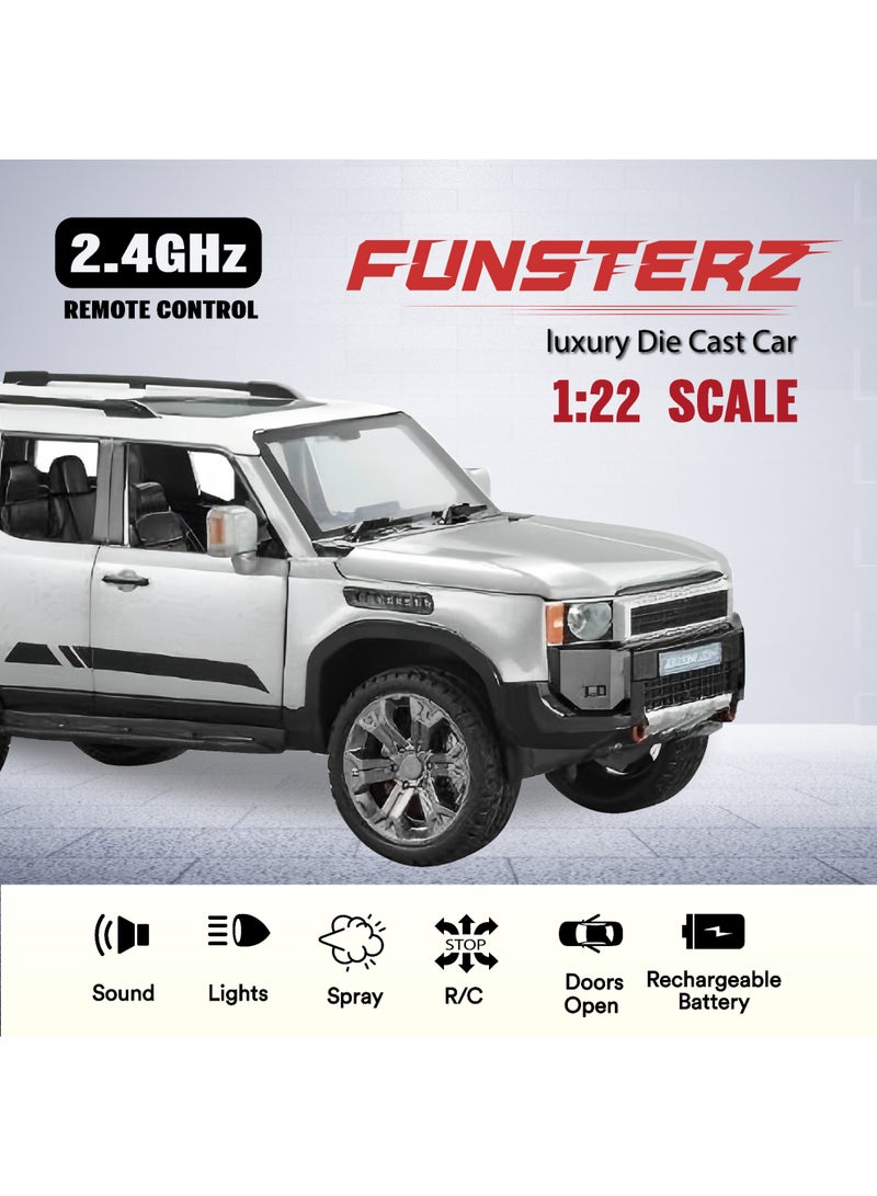 فونسترز سيارة تويوتا برادو من فنسترز بمقياس 1:22 للتحكم عن بُعد - هيكل معدني برذاذ ضبابي مع أضواء LED وبطارية قابلة لإعادة الشحن وقيادة كاملة الوظائف - نموذج واقعي مصبوب للطرق الوعرة - Image 2