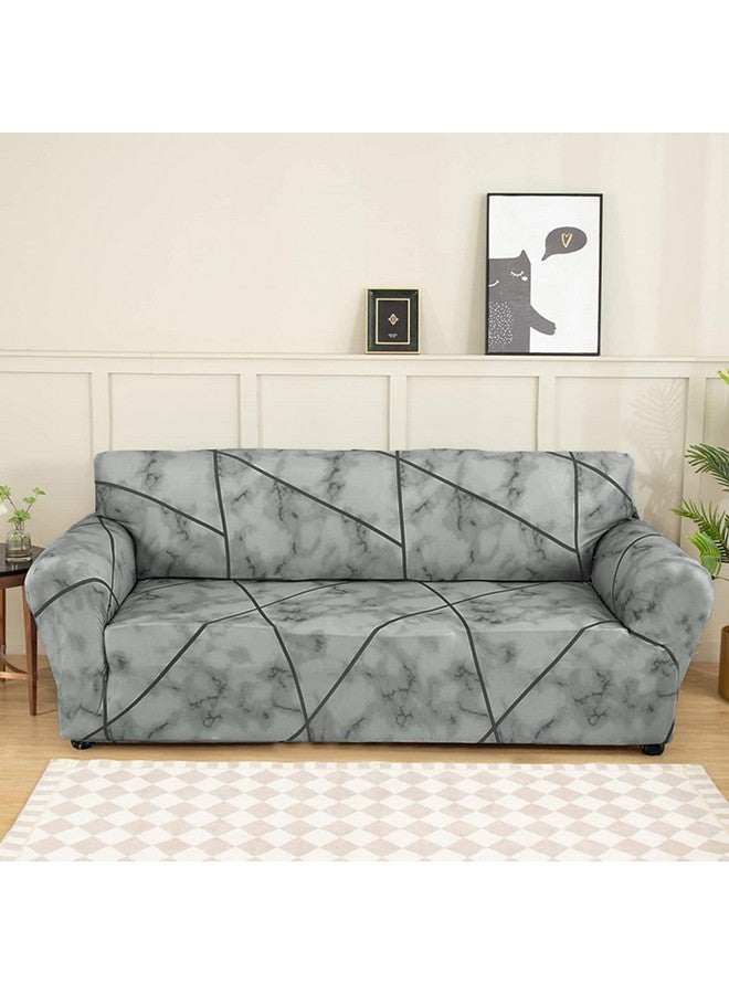 لوكزر غطاء أريكة لوكزر العالمي المكون من 4 مقاعد مع 2 كيس وسادة، 140 جرام لكل متر مربع، غطاء مرن كبير لحماية الأريكة قابل للتمدد (تصميم رخامي رمادي/230-300 سم) SC-039-04 - Image 2