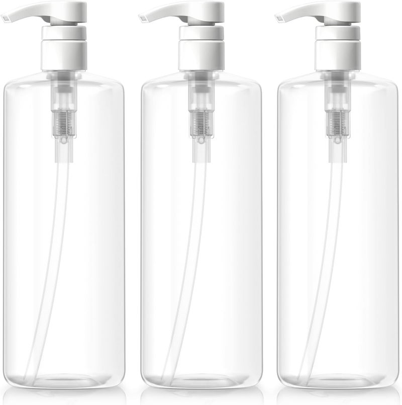 Bar5F Refillable Pump Bottles 32-Ounce 1-Liter Shampoo Conditioner Lotion Soap Crystal-Clear BPA-Free Pack of 3