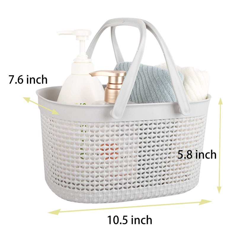 rejomiik Portable Shower Caddy Basket, Plastic Organizer Storage Tote with Handles for Bathroom, College Dorm, Kitchen, Grey - Image 4