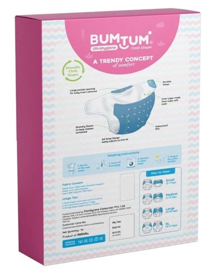 Bumtum Baby Printed Cloth Diaper Free Size  Multicolor - Image 2
