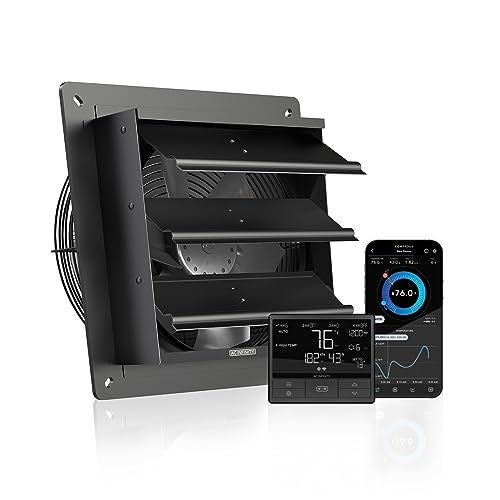 AC Infinity AIRLIFT T10, Shutter Exhaust Fan 10" with WiFi Temperature Humidity Controller, EC-Motor Wall Mount Ventilation and Cooling for Sheds, Attics, Workshops, and Greenhouses - Image 1