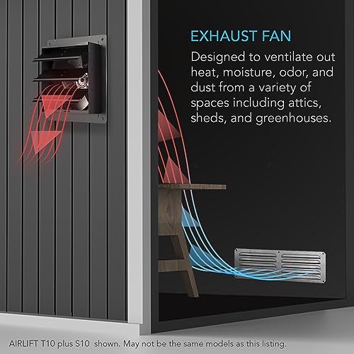 AC Infinity AIRLIFT T10, Shutter Exhaust Fan 10" with WiFi Temperature Humidity Controller, EC-Motor Wall Mount Ventilation and Cooling for Sheds, Attics, Workshops, and Greenhouses - Image 2