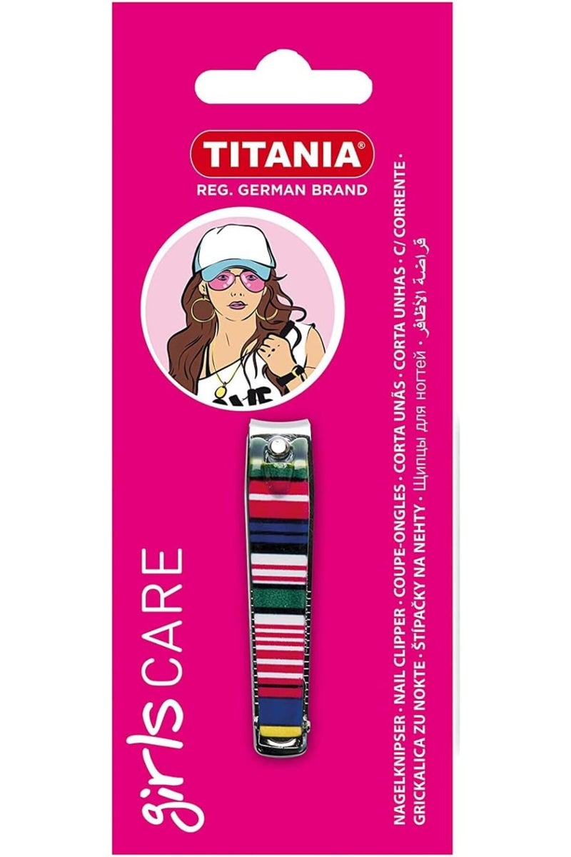 تيتانيا مقص أظافر TITANIA، مطلي بالكروم، حوالي 6 سم، 3 زخارف مختلفة على الجلد، عبوة من قطعة واحدة - Image 1
