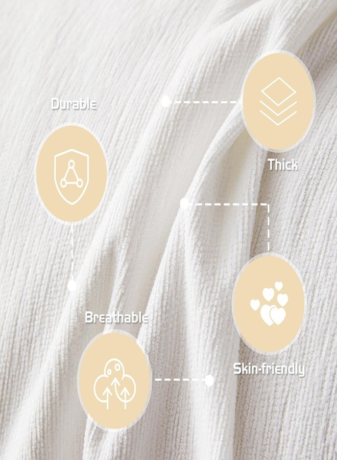MEETSKY White Couch Cover - Chenille Slipcover for Sectional Sofas - Washable, Thick Soft Fabric Cover for Dogs & Pets - Decorative Protector - 71" x 118" - Image 4