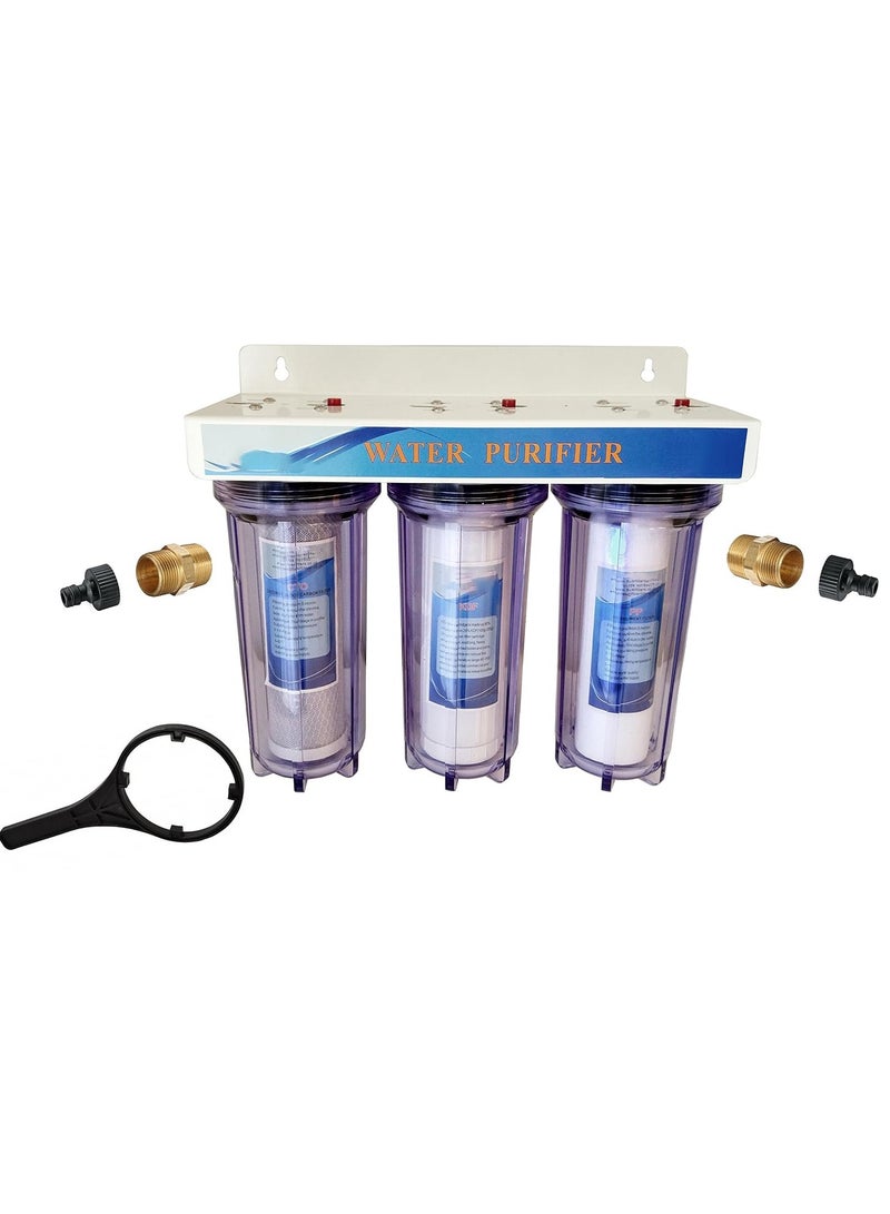 ريفر فلتر مياه ثلاثي المراحل 10 بوصة – لتقليل المعادن الثقيلة والكلور – جاهز للاستخدام مع وصلات متوافقة مع Hozelock – يحتوي على فلاتر الرواسب والكربون وGAC/KDF - Image 2