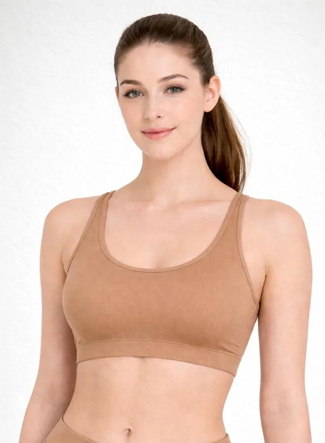 Take Two Nude Seamless Non Wired Non Padded Active Sport Bra By Lazzycat