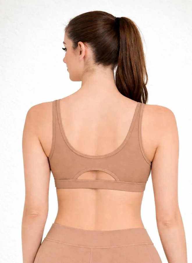 Take Two Nude Seamless Non Wired Non Padded Active Sport Bra By Lazzycat