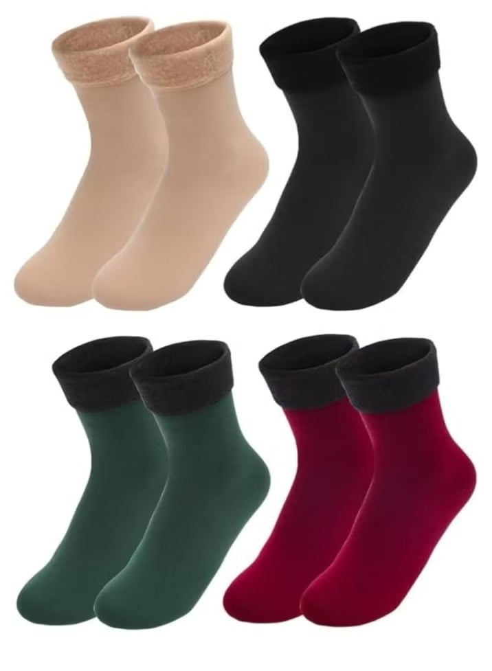 جوي شيك مجموعه جوارب نسائيه شتويه سميكة ودافئة للغاية مناسبه للجري والمشي واللياقة البدنيه مكونه من 4 أزواج - Image 1