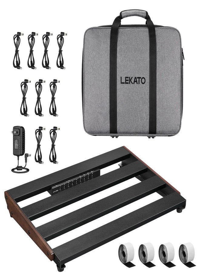 LEKATO Pedal board, Guitar Pedal Board with Built-in Power Supply, 15.5x11x2" 2.1LB, Aluminium Alloy Powered PedalBoard with Carry Bag, Pedal Cables, Adhesive Hookside Tape - Image 1