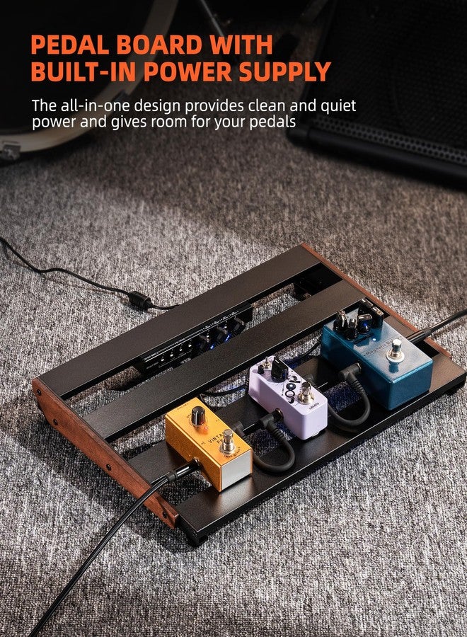 LEKATO Pedal board, Guitar Pedal Board with Built-in Power Supply, 15.5x11x2" 2.1LB, Aluminium Alloy Powered PedalBoard with Carry Bag, Pedal Cables, Adhesive Hookside Tape - Image 3