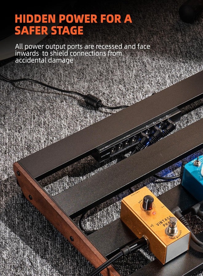 LEKATO Pedal board, Guitar Pedal Board with Built-in Power Supply, 15.5x11x2" 2.1LB, Aluminium Alloy Powered PedalBoard with Carry Bag, Pedal Cables, Adhesive Hookside Tape - Image 4