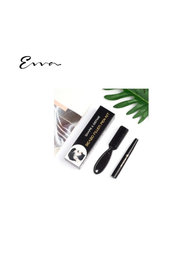 إيفا قلم اللحية للرجال باللون الأسود مع فرشاة اللحية الخشنة، قلم لحية برأس شوكة صغيرة مقاوم للماء طقم شارب قلم حلاق ذو مظهر طبيعي يدوم طويلاً للرجال واللحية والشارب والحواجب - Image 1