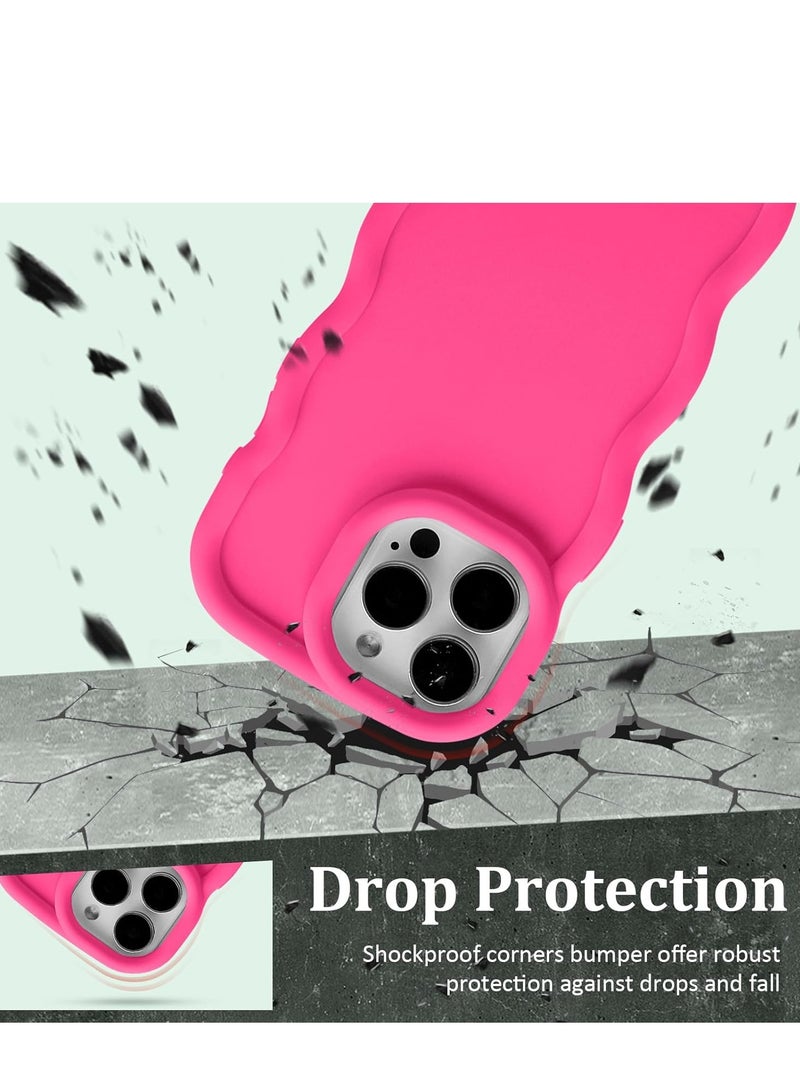 Wave Case for iPhone 15 Pro Max (6.7-Inch), Cute Curly Wavy Frame TPU Back Cover for Girls Women, Silky Touch Soft Phone Case Shockproof Protective Bumper Cover, Hot Pink - Image 4