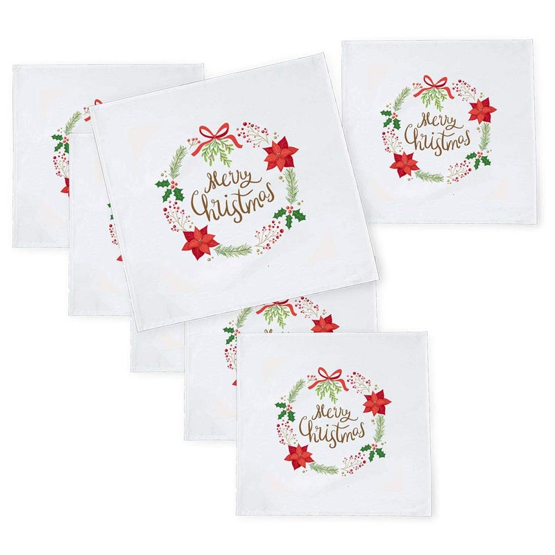 Khakee 6 Pcs Christmas Theme Tafta Silk Table Napkins 10x 10 for Xmas Decoration Christmas OrnamentsChristmas Gift npxmas216P - Image 1