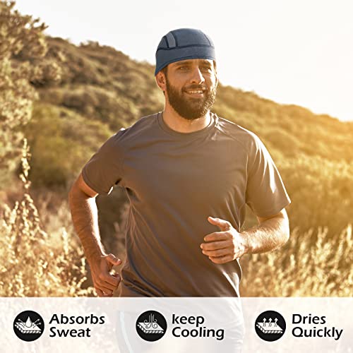 MELASA Skull Cap Helmet Liner Beanie, Cooling Mesh Cycling Running Hat for Men Women, Fits Under Helmets (Black & White) - Image 3