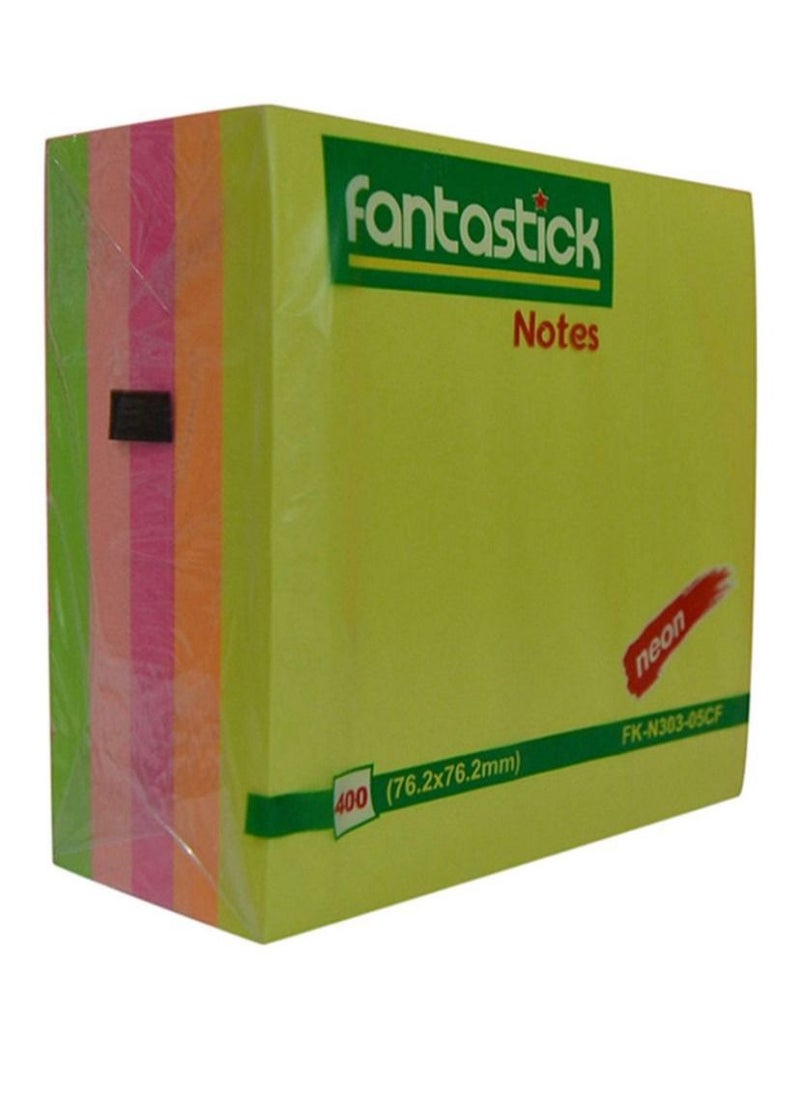 Fantastick Removable Self-Stick Sticky Notes 3 x 3 inch, 400 Sheets Multicolour 