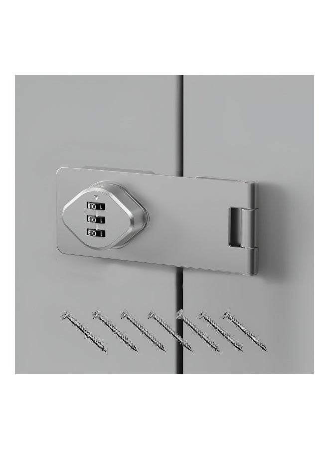 Keyless Combination Lock, 3-Digit Combination Lock for Cabinet Doors – Twist Knob Hasp Latch Lock with Password Code – Zinc Alloy Cabinet Door Latch for Kitchen Drawers, Cabinets, Cupboard (Silver) 