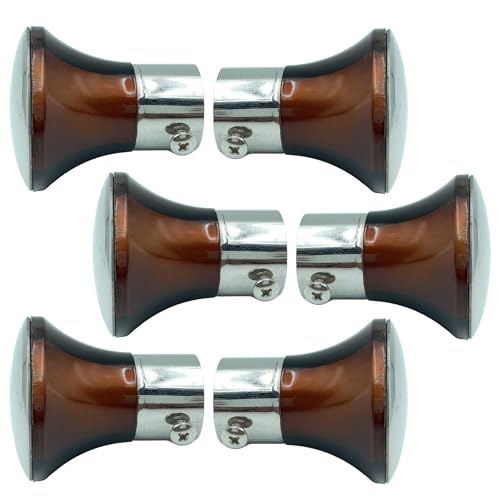 JKC SS Wooden Finish Curtain Brackets, Curtain Knobs Set, Curtain Rod End Cap (Brackets - 6 Pcs) - Image 1