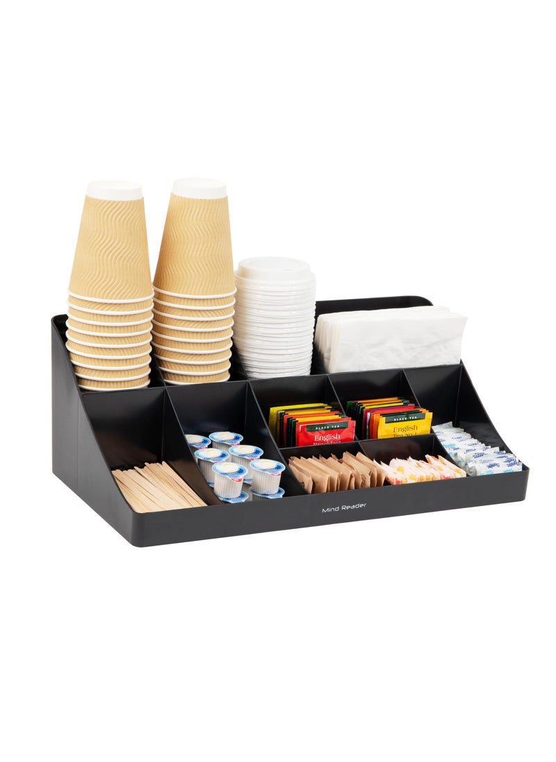 Mind Reader Mind Reader Cup and Condiment Station Countertop Organizer Coffee Bar Kitchen Stirrers 17875L x 95W x 6625H Black 
