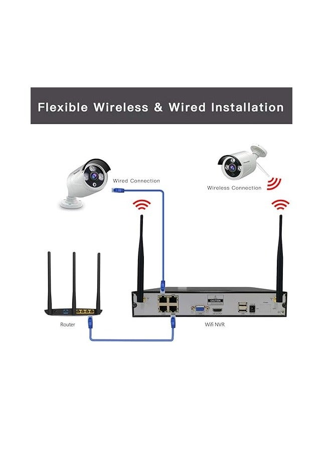 نظام كاميرا مراقبة SmartSF WIFI بدقة 1080 بكسل 4 قنوات NVR، كاميرات لاسلكية مع 4 كاميرات 1080 بكسل، كشف الحركة، الرؤية الليلية، الوصول عن بعد، مقاوم للطقس IP66، كاميرات IP داخلية وخارجية - Image 5