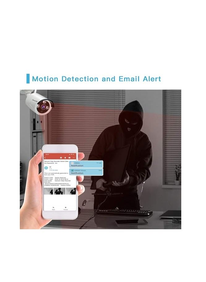 نظام كاميرا مراقبة SmartSF WIFI بدقة 1080 بكسل 4 قنوات NVR، كاميرات لاسلكية مع 4 كاميرات 1080 بكسل، كشف الحركة، الرؤية الليلية، الوصول عن بعد، مقاوم للطقس IP66، كاميرات IP داخلية وخارجية - Image 3