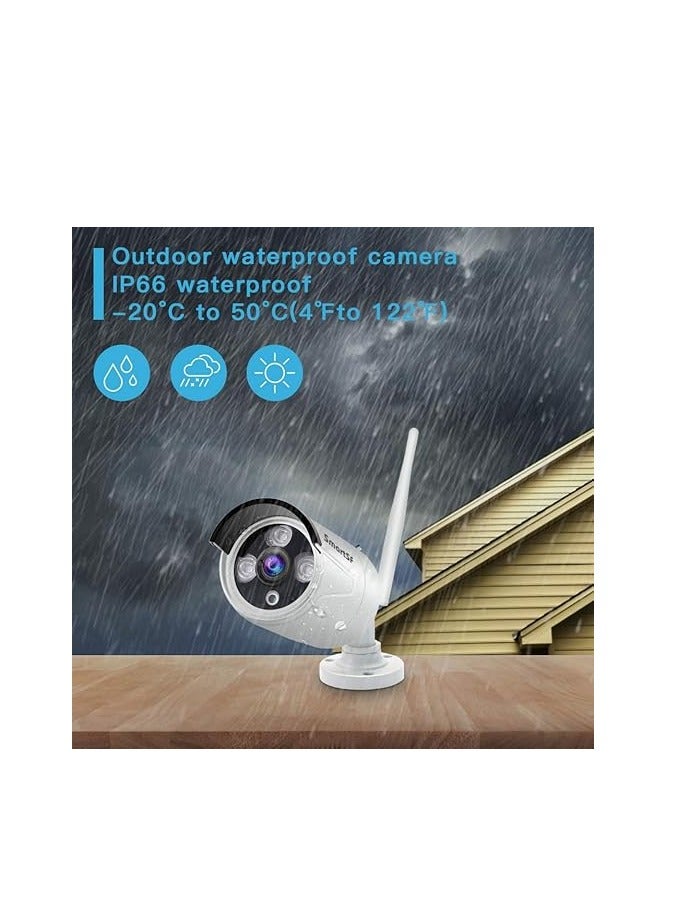 نظام كاميرا مراقبة SmartSF WIFI بدقة 1080 بكسل 4 قنوات NVR، كاميرات لاسلكية مع 4 كاميرات 1080 بكسل، كشف الحركة، الرؤية الليلية، الوصول عن بعد، مقاوم للطقس IP66، كاميرات IP داخلية وخارجية - Image 2