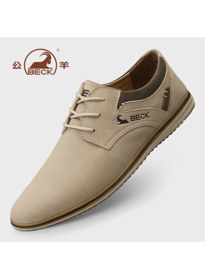 Gongyang Casual Leather Shoes For Men, Spring And Summer Men's Shoes, Business Casual Shoes, Commuter Work Shoes, Sand Color, Size 44