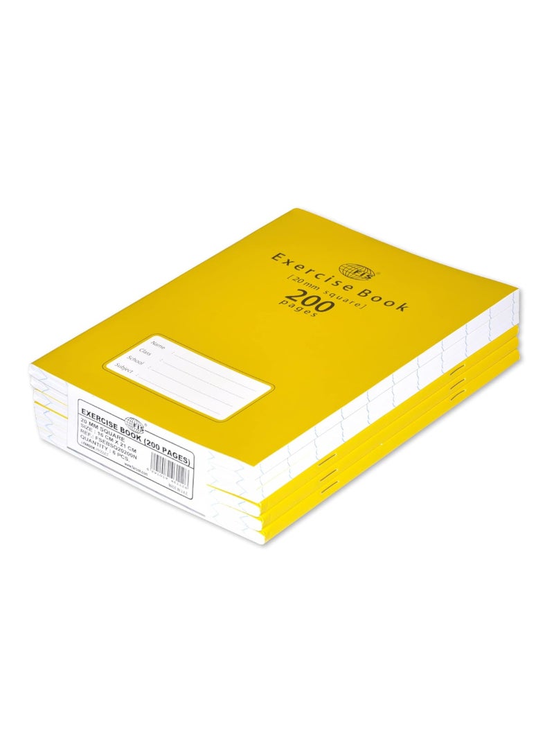FIS Exercise Book 200 Pages, 20Mm Square Left Margin, Size 16 X 21 Cm, Pack Of 6 FSEBSQ20200N - Image 1