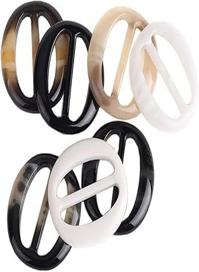 Jowxsx 6 Pcs 5CM Fashion Resin T Shirt Clips Simple Tee Shirt Rings Clasps Elegant Scarf Buckles Slides Waistband Neckerchief Clasps for Women Girls, Buckles, Fasteners Sewing Supplies - Image 1