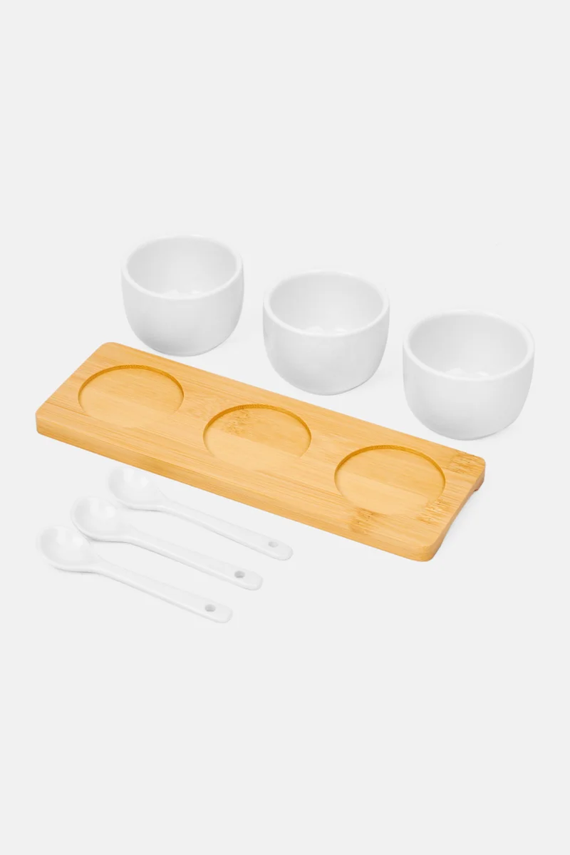 Muy Mucho 3 Pieces Sauces Serving Set, White