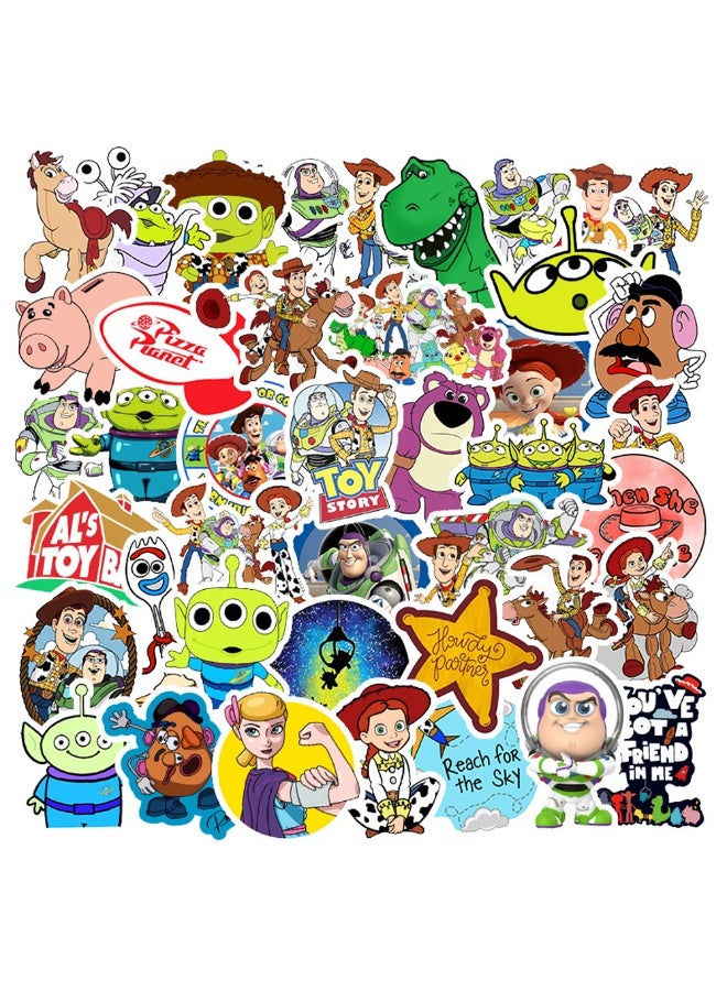 50Pcs Toy Story Vinyl Stickers, Buzz Lightyear & Woody Waterproof Decals for Kids, Laptop, Water Bottle, Skateboard, Party Favors, DIY Decorations - Image 1