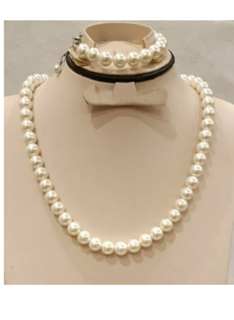 اكسوارات ار ايه طقم عقد, اسورة من الؤلؤ الاوف وايت  - Image 1