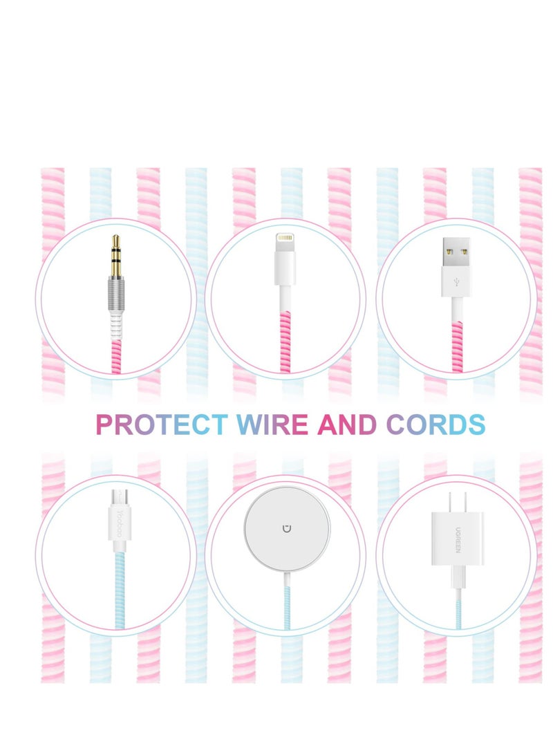 Peachjoy 12 قطعة واقي كابل، غلاف واقي لكابل البيانات بشكل حلزوني، يمنع الحيوانات الأليفة من عض كابل الشاحن، واقي موفر لكابل شحن الهاتف، كابل بيانات USB، 6 وردي + 6 أزرق - Image 3