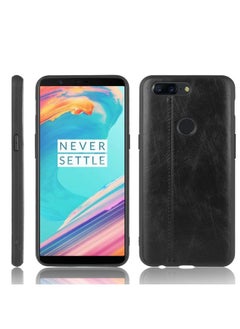 Case Cover For For OnePlus 5T Shockproof Sewing Cow Pattern Skin PC + PU + TPU Case(Black)