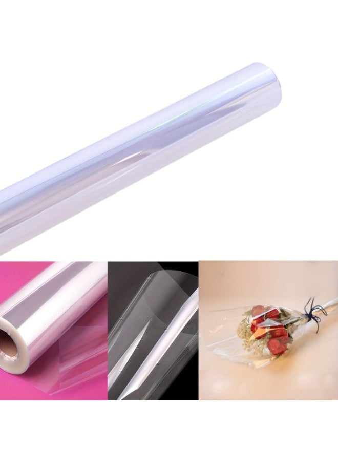 لفة سيلوفان شفافة 40 سم × 30 م - غشاء بلاستيكي شفاف متين لسلال الهدايا والباقات والزهور والحرف اليدوية - لون سادة، بدون نمط، مثالي للاستخدام في المكتب والمنزل، لوازم تغليف الهدايا.