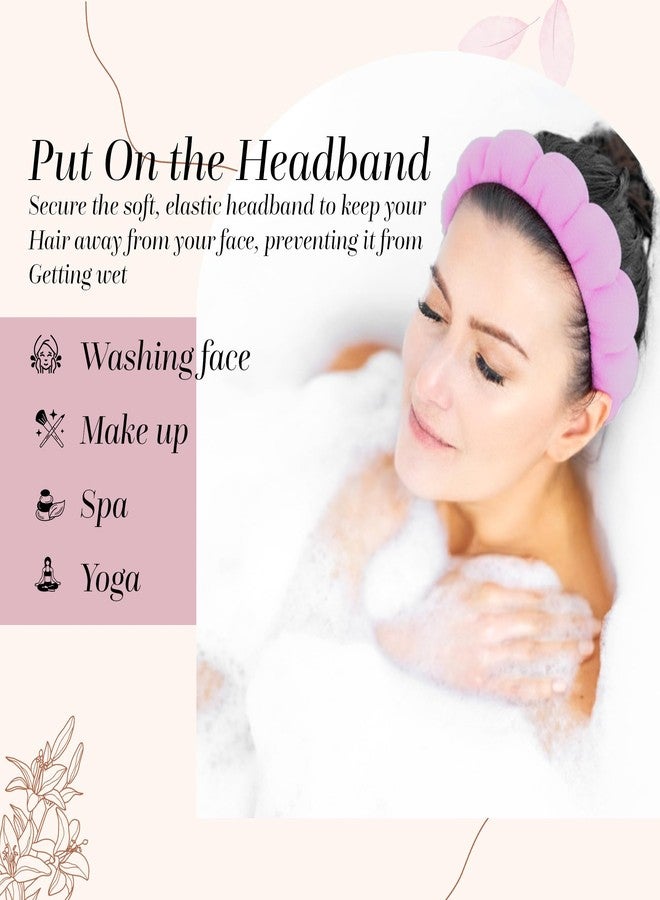 RarePicks Facial Spa Headband With Wrist Towel Band Set For Women & Girls Makeup Hair Band, Facial Spa Wash Bands, Soft Hand Bands & Headband Combo For Face Washing, Skincare, Beauty (Purple) - Image 3