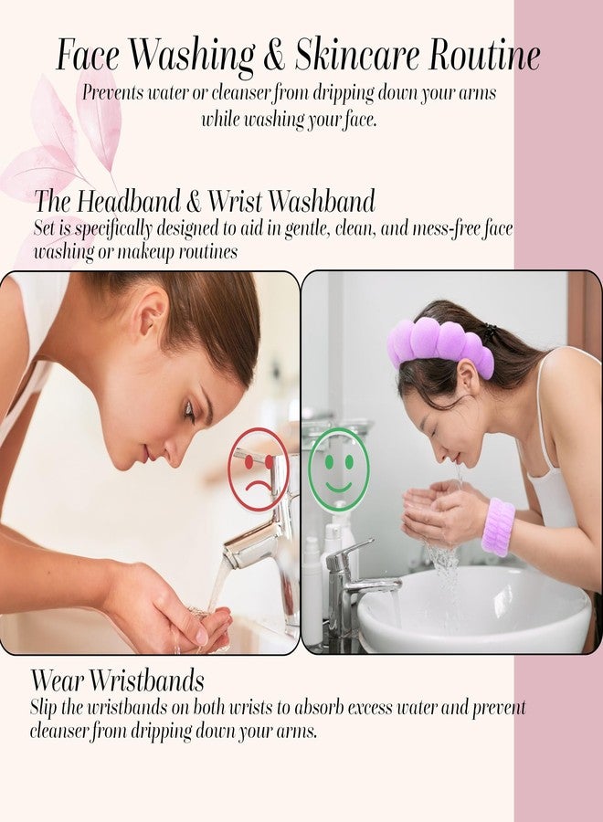 RarePicks Facial Spa Headband With Wrist Towel Band Set For Women & Girls Makeup Hair Band, Facial Spa Wash Bands, Soft Hand Bands & Headband Combo For Face Washing, Skincare, Beauty (Purple) - Image 4