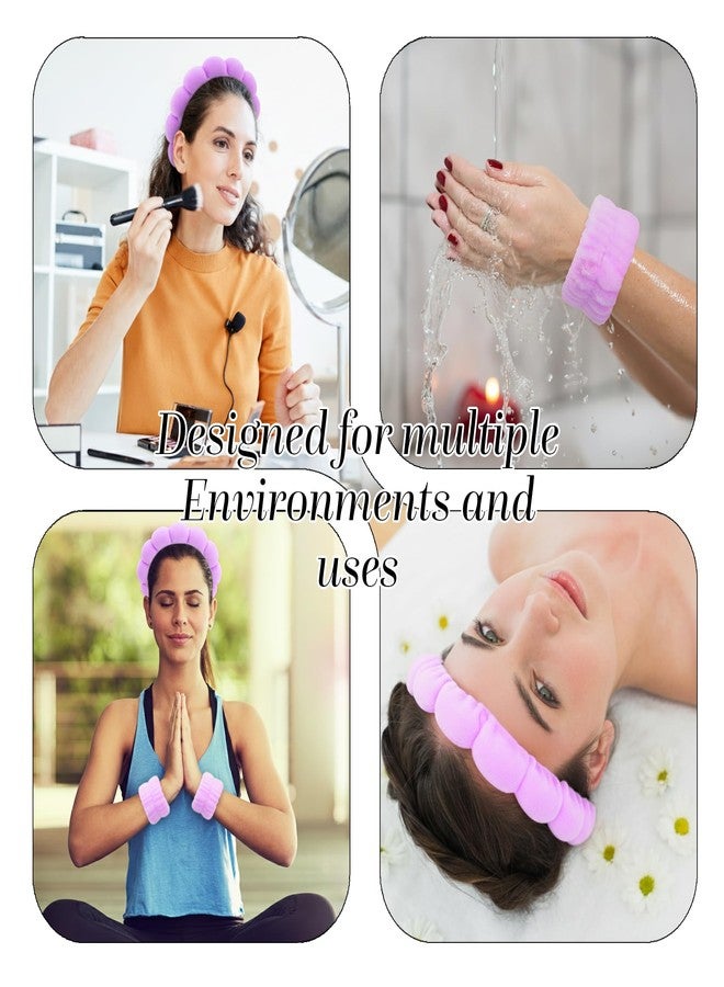 RarePicks Facial Spa Headband With Wrist Towel Band Set For Women & Girls Makeup Hair Band, Facial Spa Wash Bands, Soft Hand Bands & Headband Combo For Face Washing, Skincare, Beauty (Purple) - Image 5