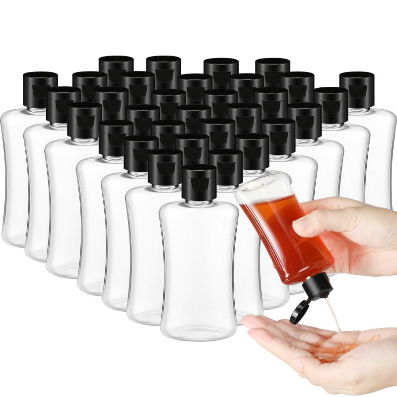 Domensi 36 Pcs 34 oz Travel Bottles with Flip Cap Clear Plastic Travel Size Containers Portable Leak Proof Squeeze Bottle Refillable Empty Cosmetic Containers for Liquid Shampoo Lotion
