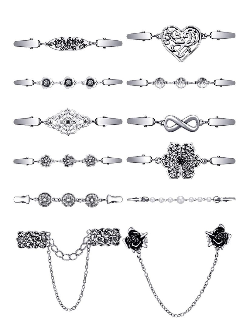 SYOSI Shirt Clips, Dresses Shirt Clips Cardigan Clips Vintage Sweater Shawl Clips Retro Brooch Pins Collar Chain Clips for Women Girls Dresses Cardigan Collar Safety Pins - Image 1