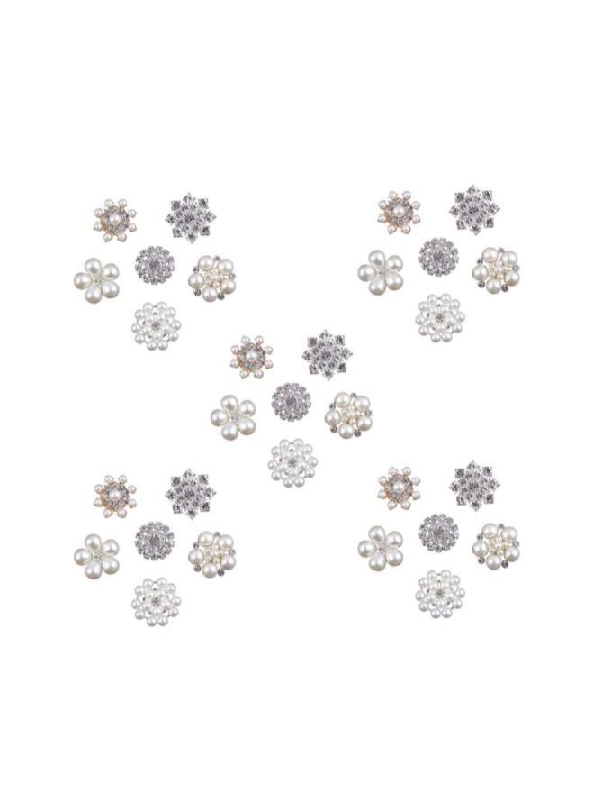 klarako 30 Pcs Mixed Pearl Rhinestone Pearl Flat Back Flatback Gems Round Flatback Rhinestone Button for Sewing Craft Wedding Dress - Image 1